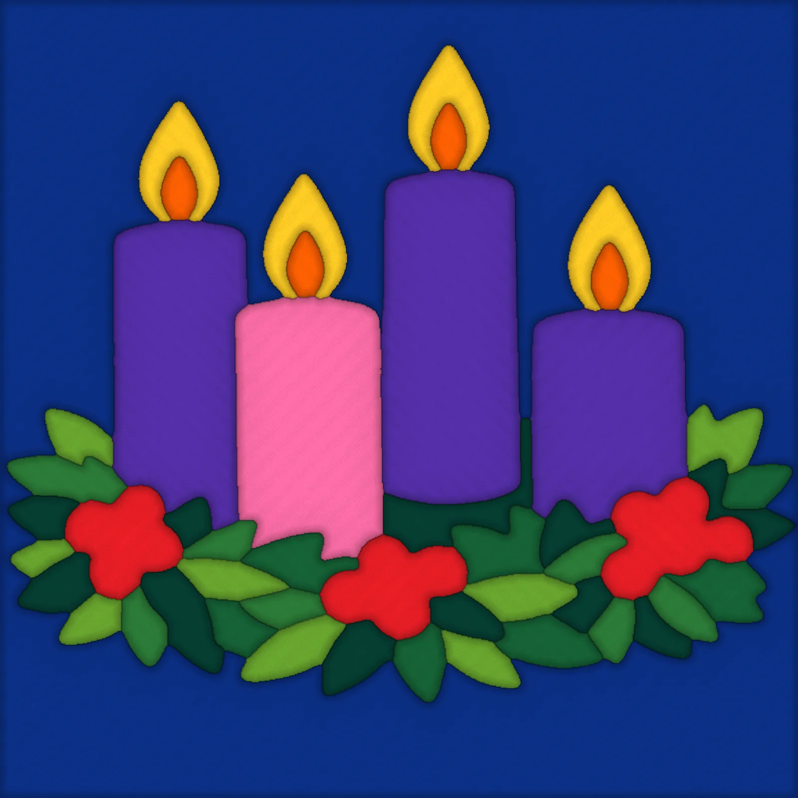 Advent Candles: the pattern made in fabric, close-up