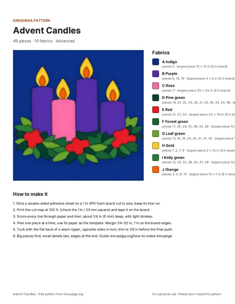 PDF page: Cover + fabric list