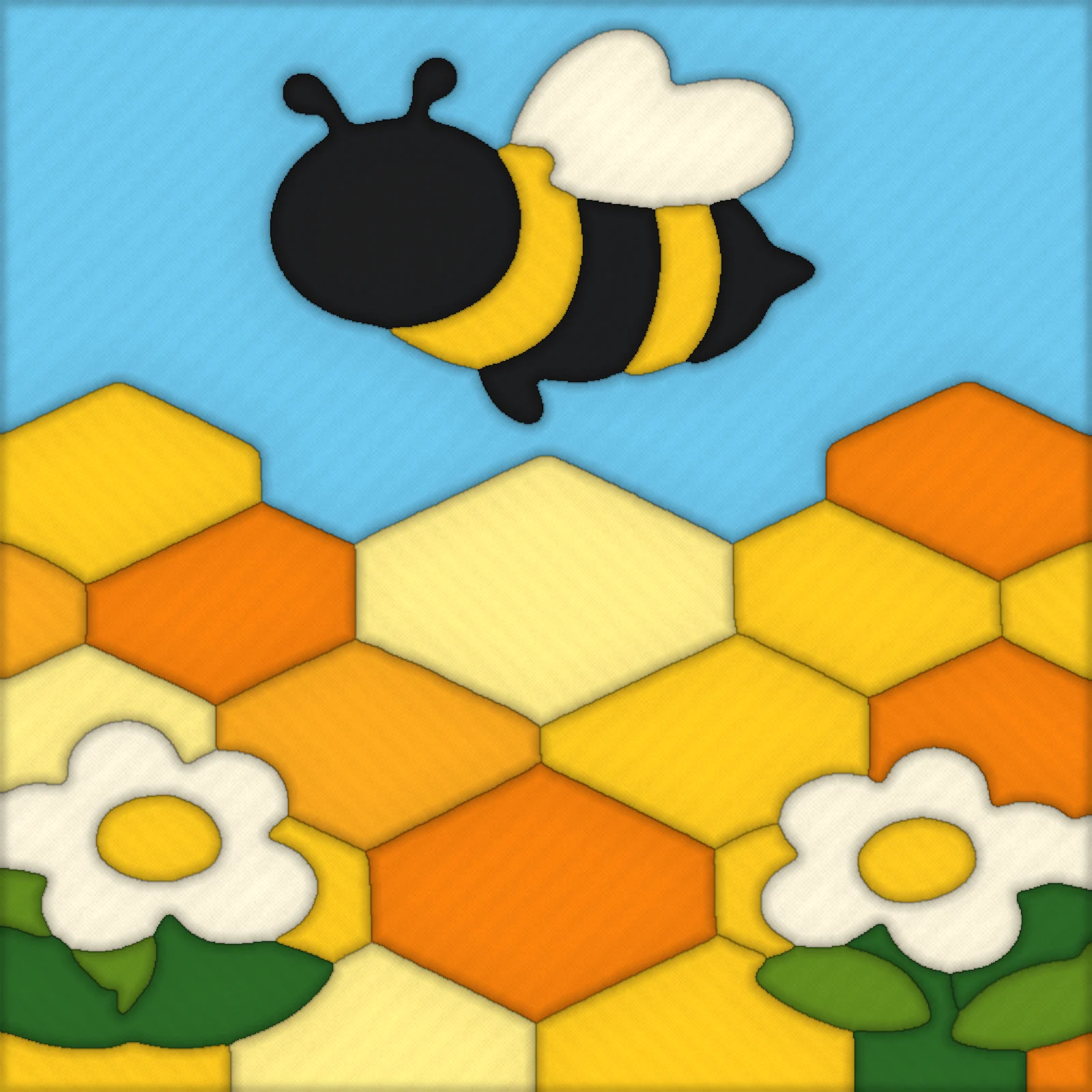 Bee and Honeycomb: finished kinusaiga piece
