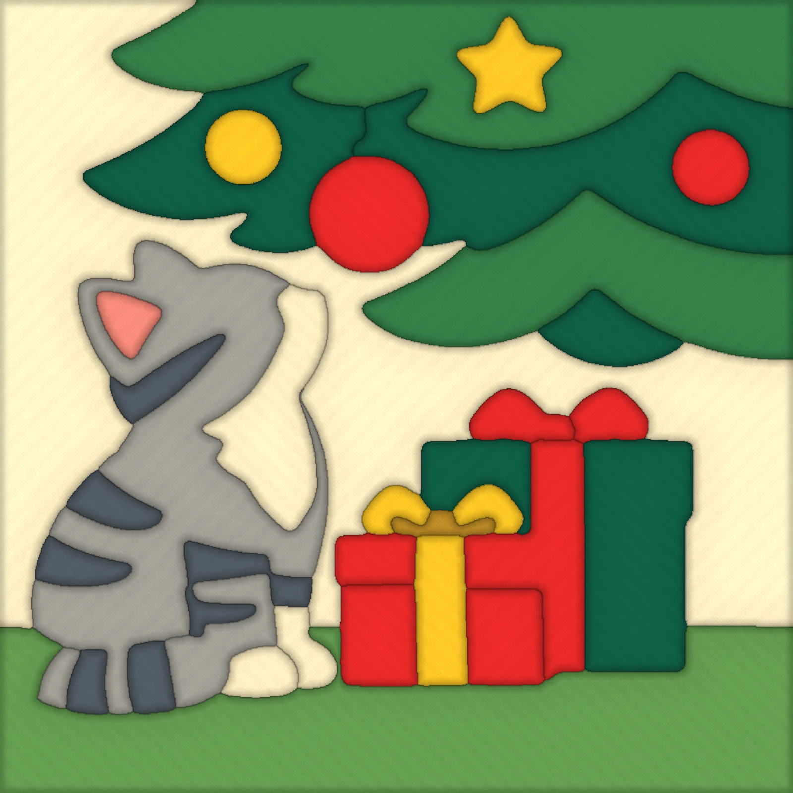 Cat Under the Christmas Tree: fabric colors