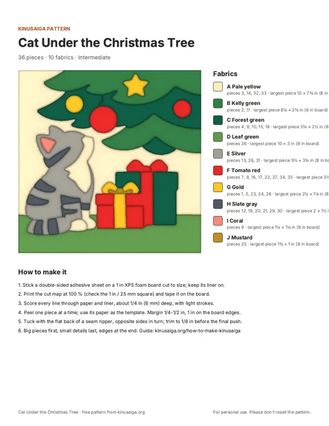 PDF page: Cover + fabric list