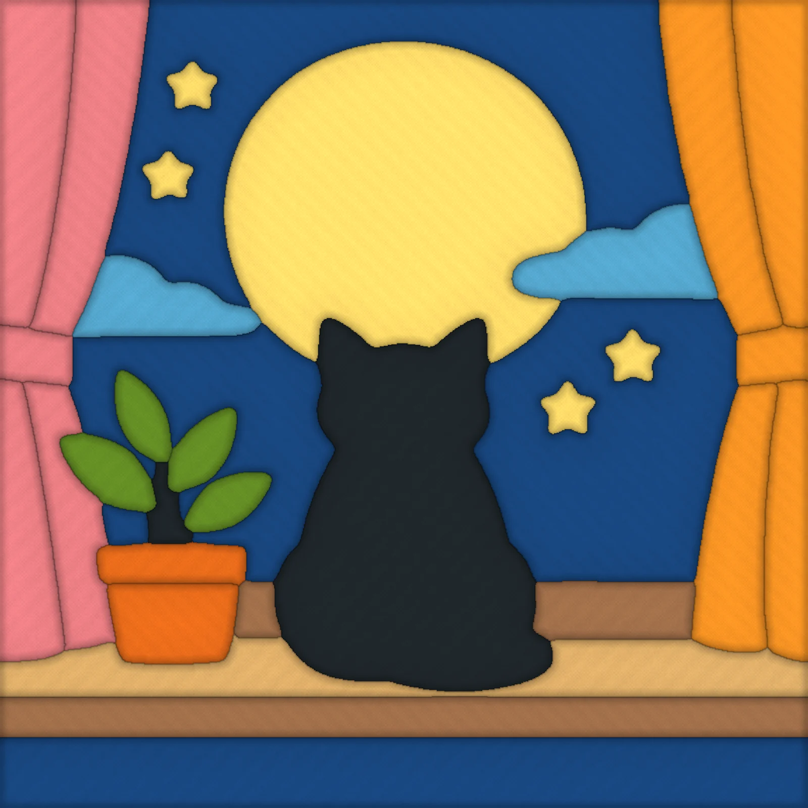 Cat in the Window: finished kinusaiga piece