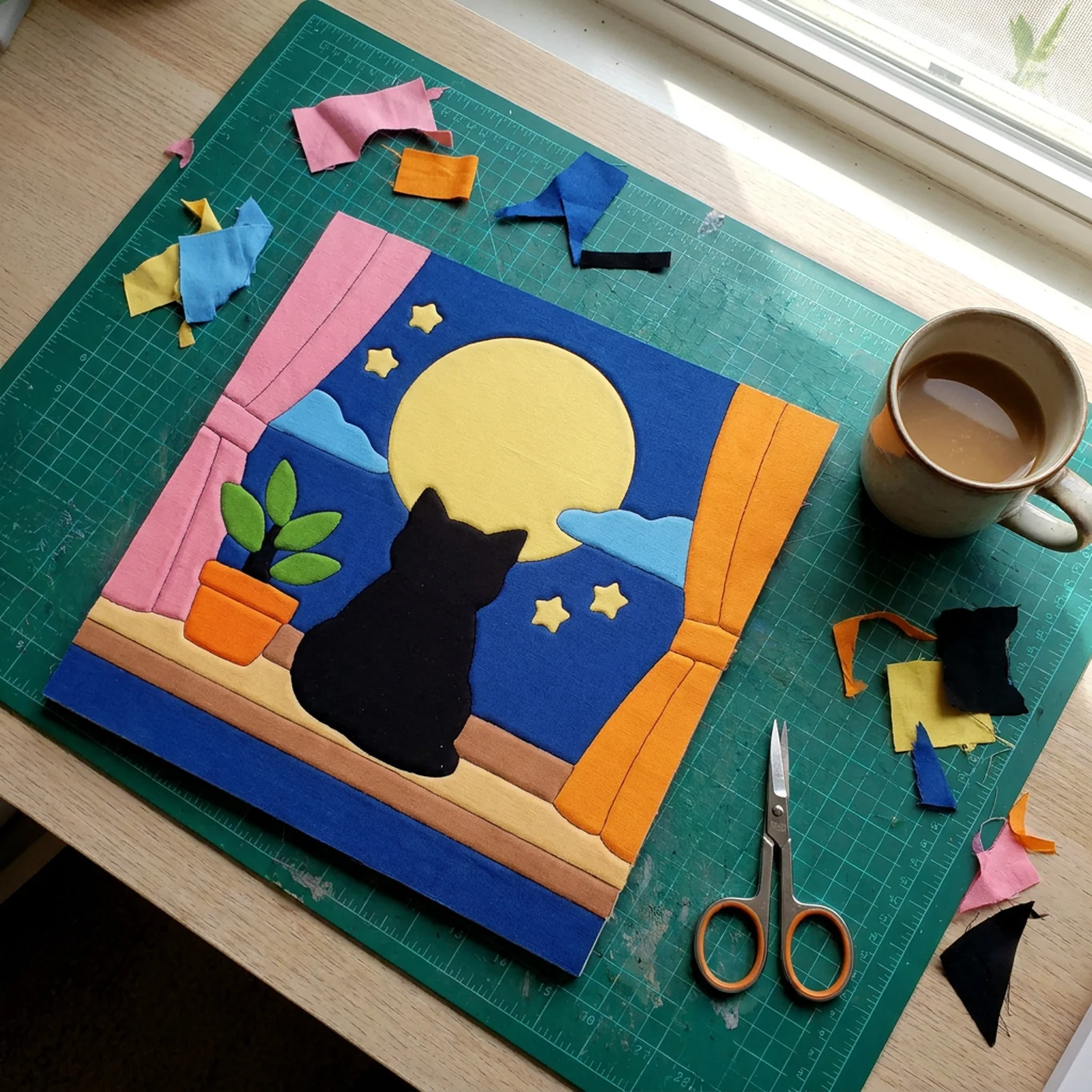 Cat in the Window: Free Kinusaiga Pattern (PDF) | Kinusaiga.org