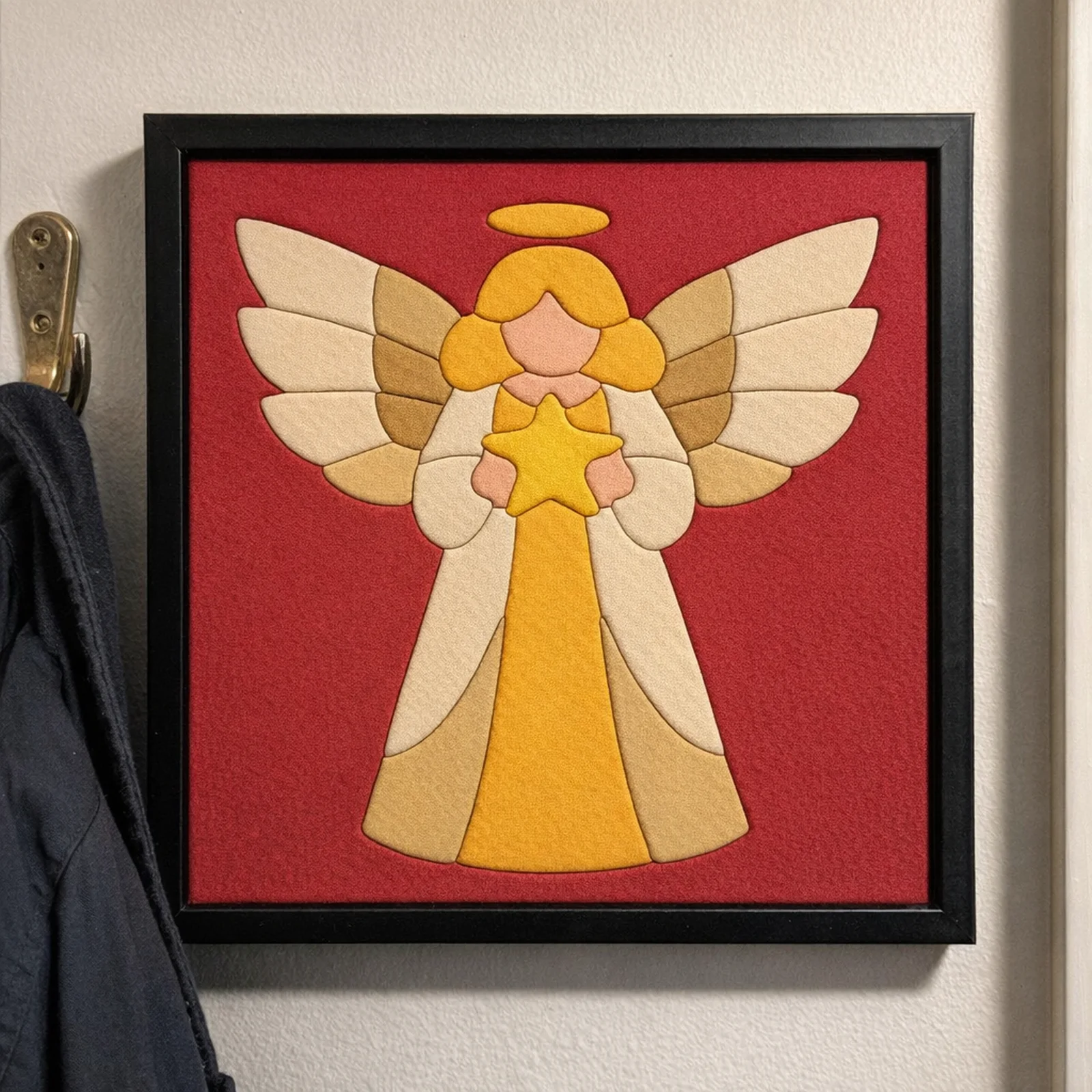 Christmas Angel kinusaiga in a frame