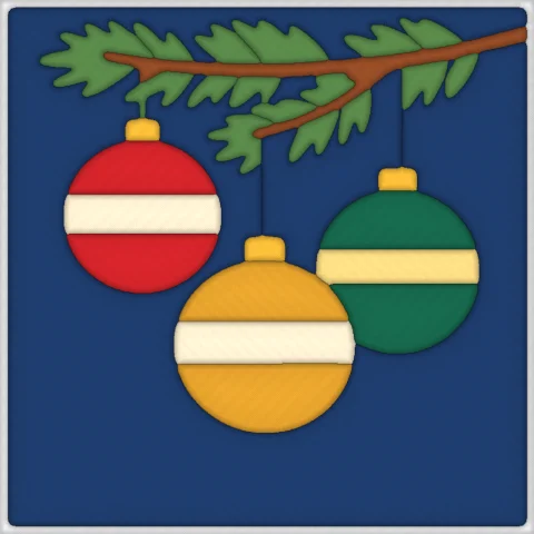 Three Christmas Baubles kinusaiga pattern