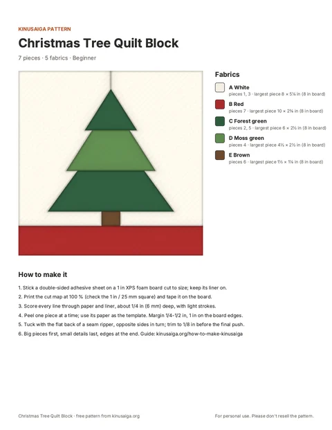 PDF page: Cover + fabric list