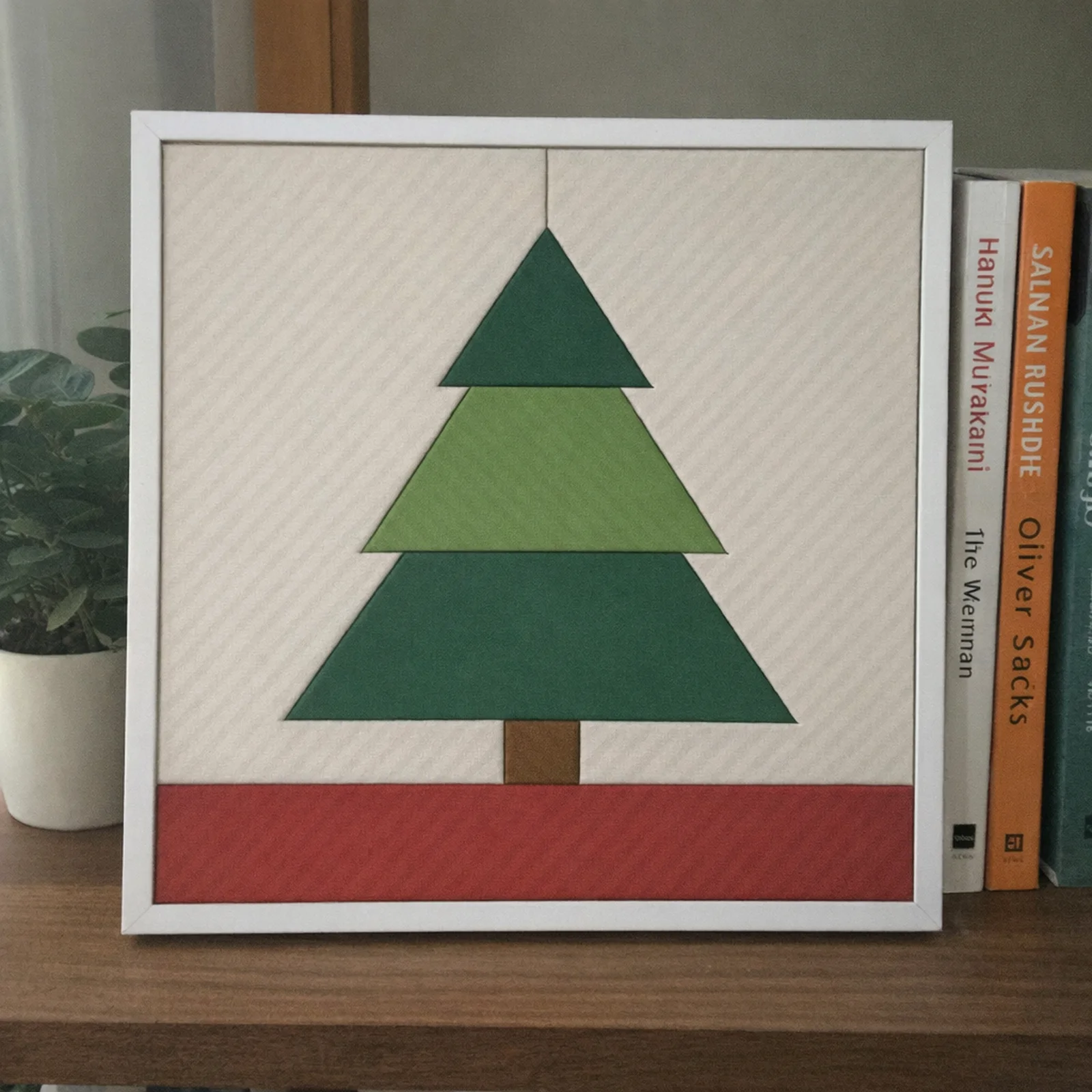 Christmas Tree Quilt Block kinusaiga in a frame