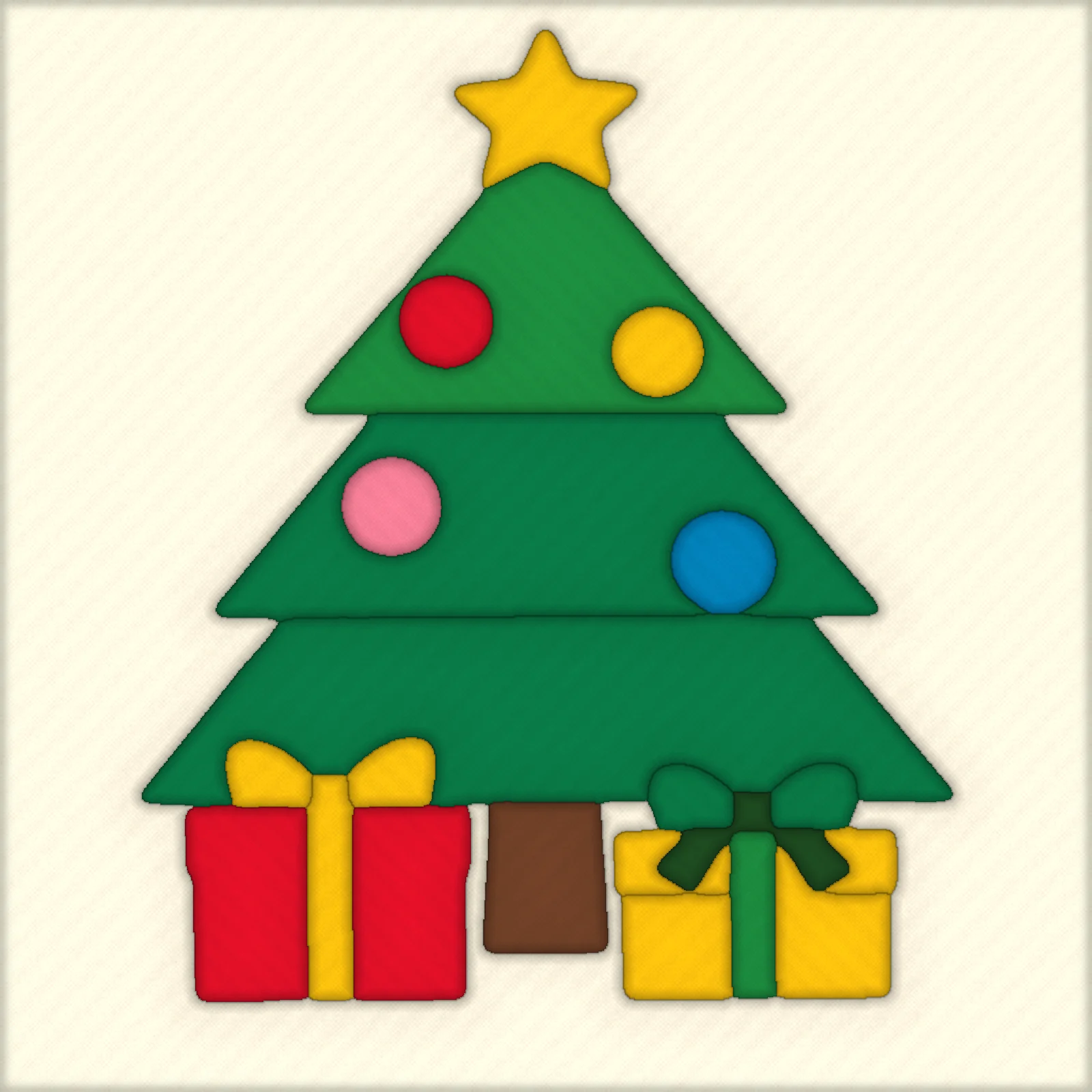 Christmas Tree with Star: finished kinusaiga piece