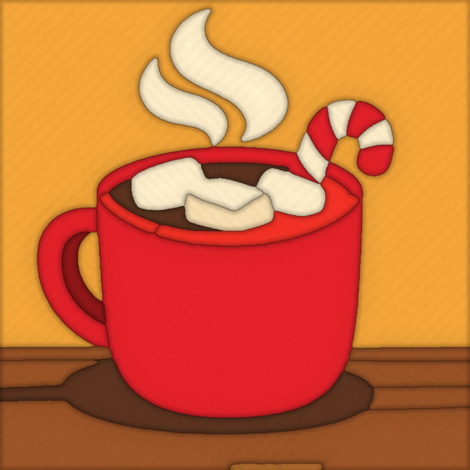 Hot Cocoa Mug: the pattern made in fabric, close-up