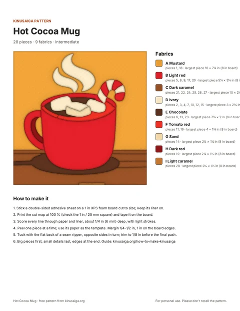 PDF page: Cover + fabric list