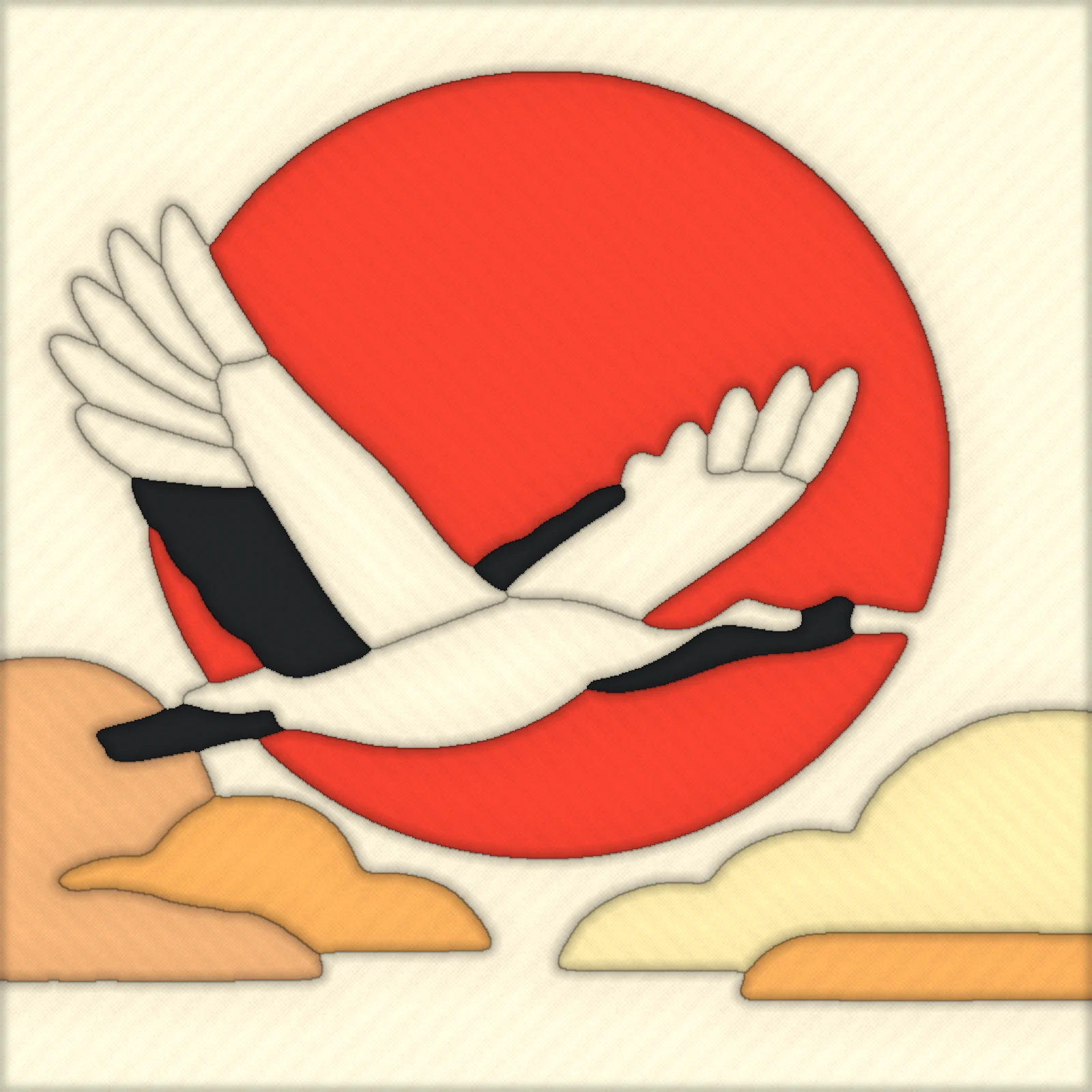 Red-Crowned Crane: finished kinusaiga piece