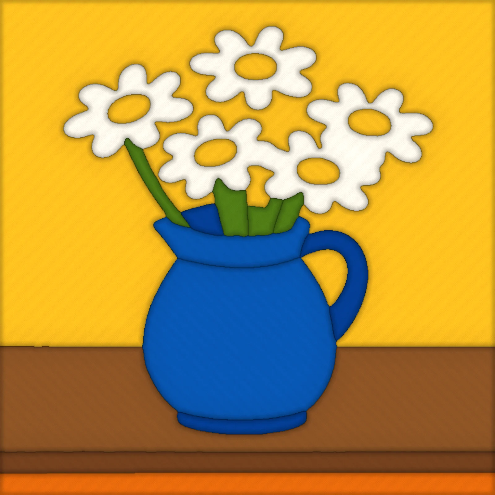 Daisies in a Vase: finished kinusaiga piece
