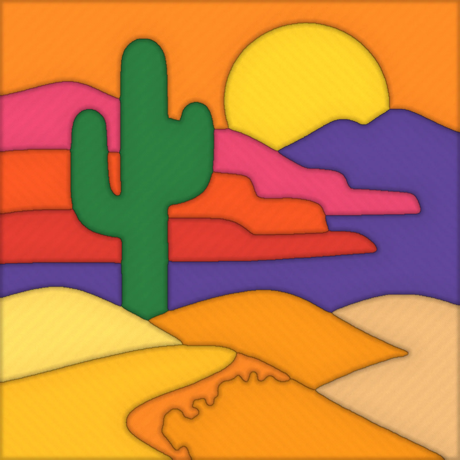 Desert Sunset with Saguaro: finished kinusaiga piece