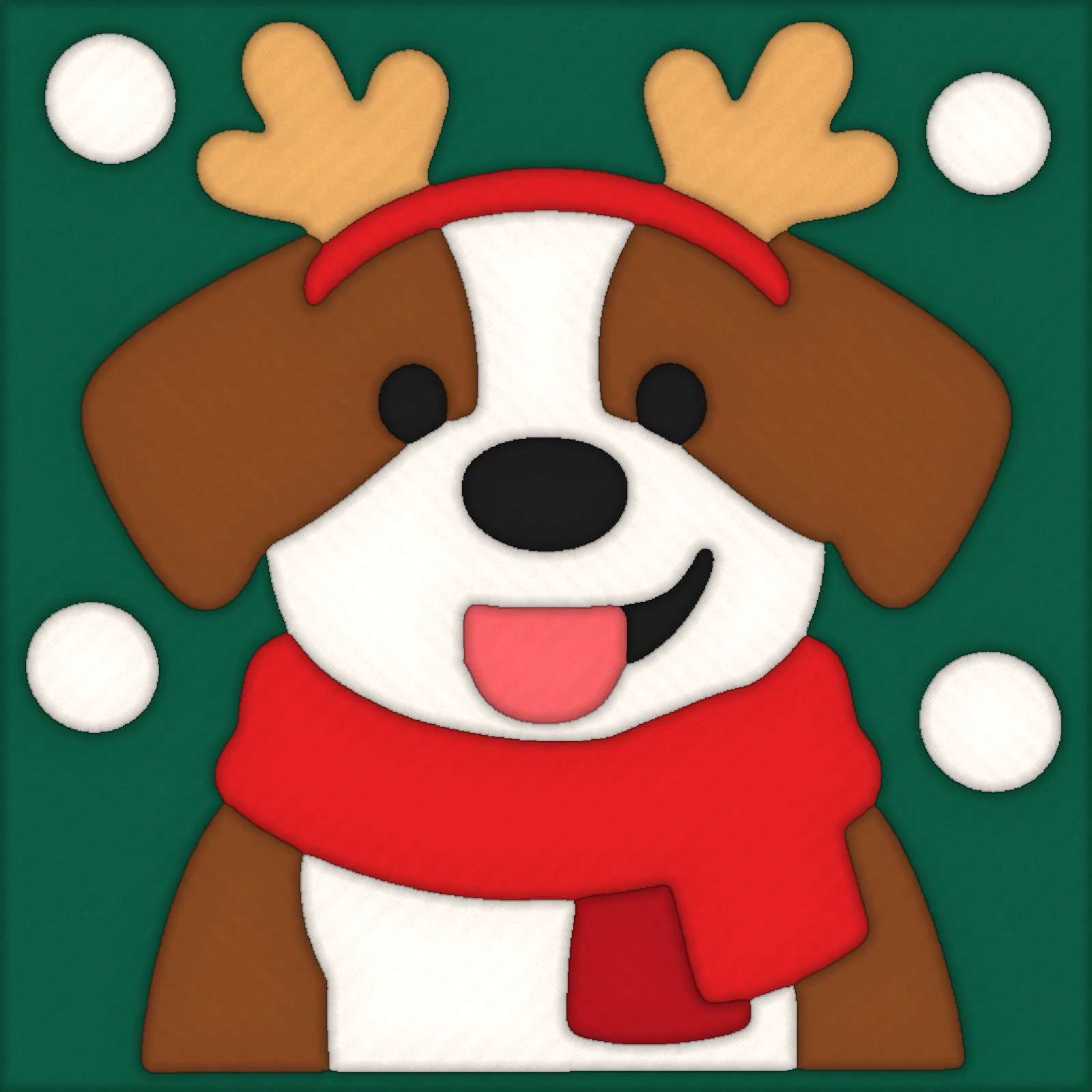 Dog with Reindeer Antlers: the pattern made in fabric, close-up