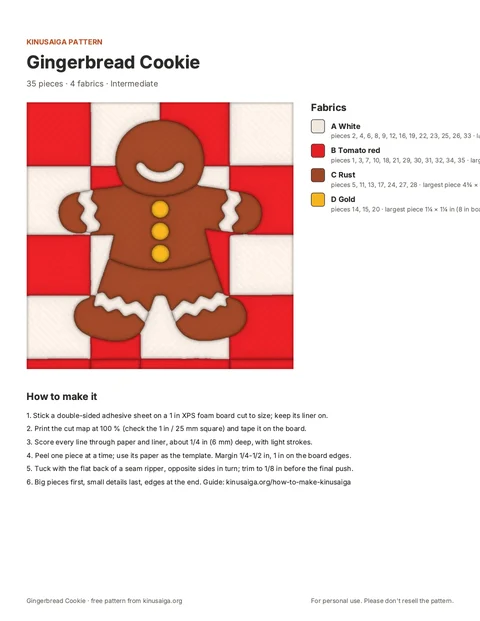 PDF page: Cover + fabric list