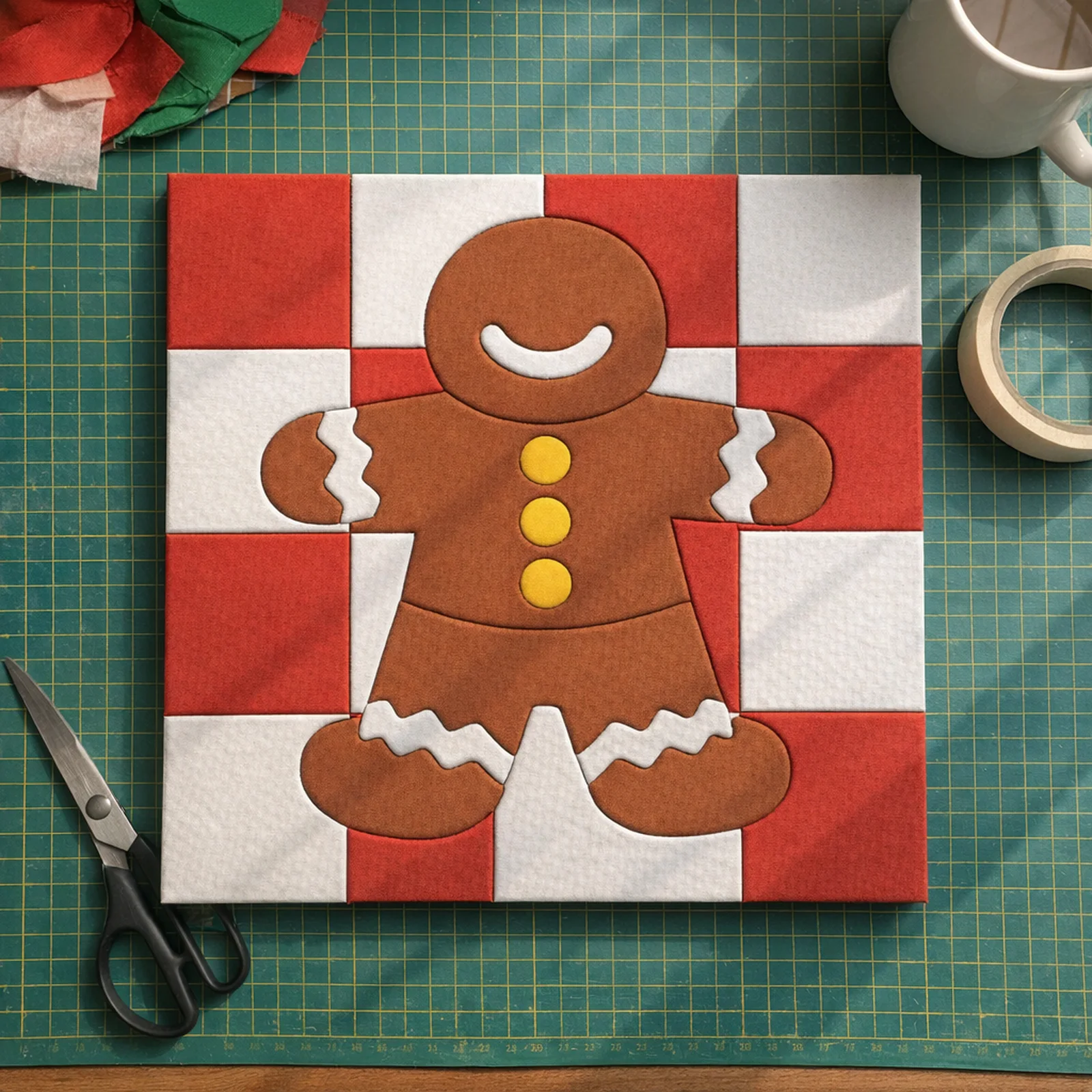Gingerbread Cookie kinusaiga, just finished on a work table