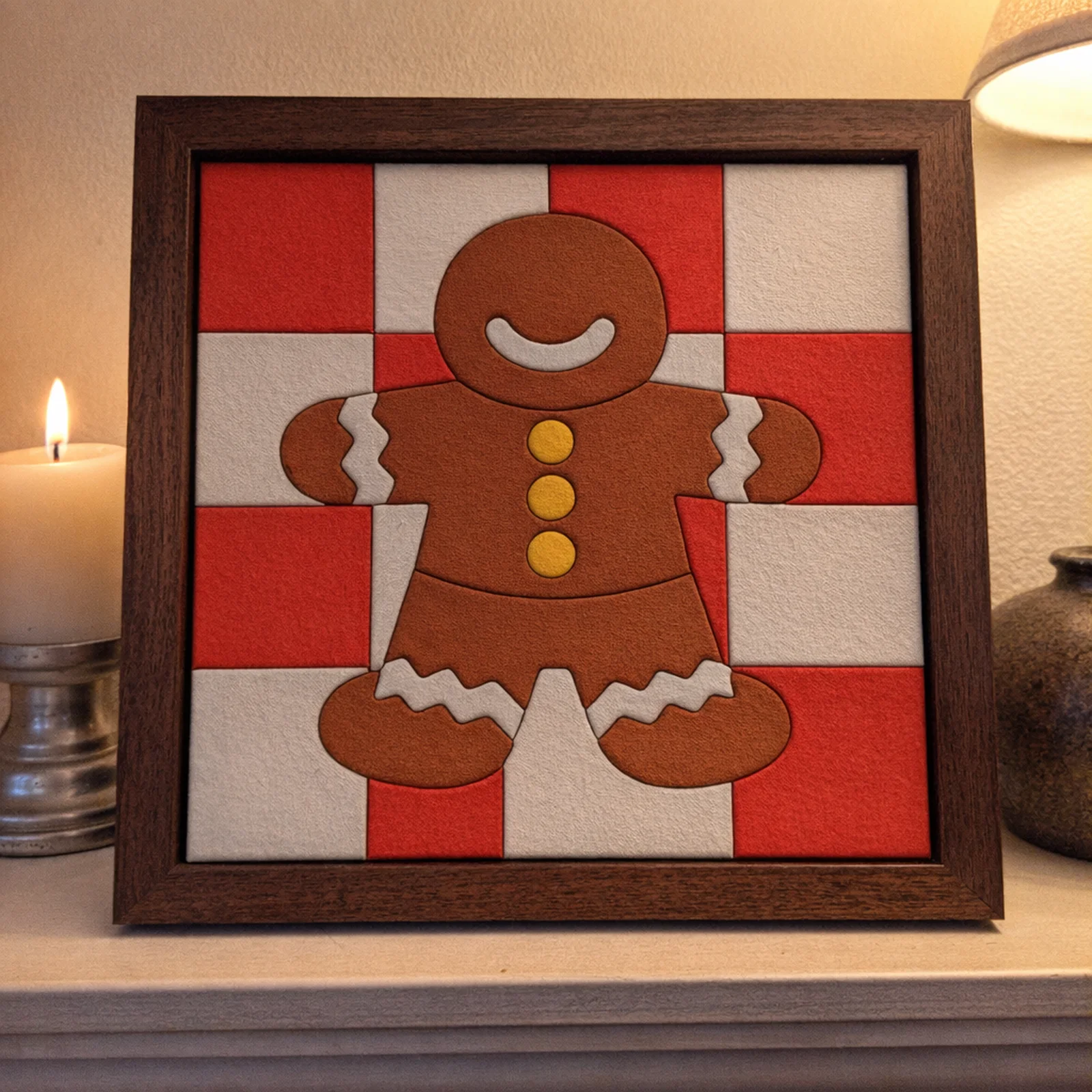 Gingerbread Cookie kinusaiga in a frame