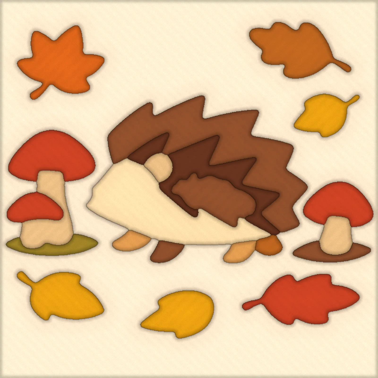 Hedgehog with Mushrooms: finished kinusaiga piece
