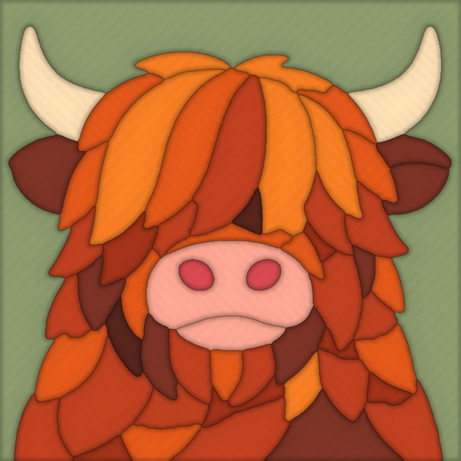 Highland Cow: finished kinusaiga piece