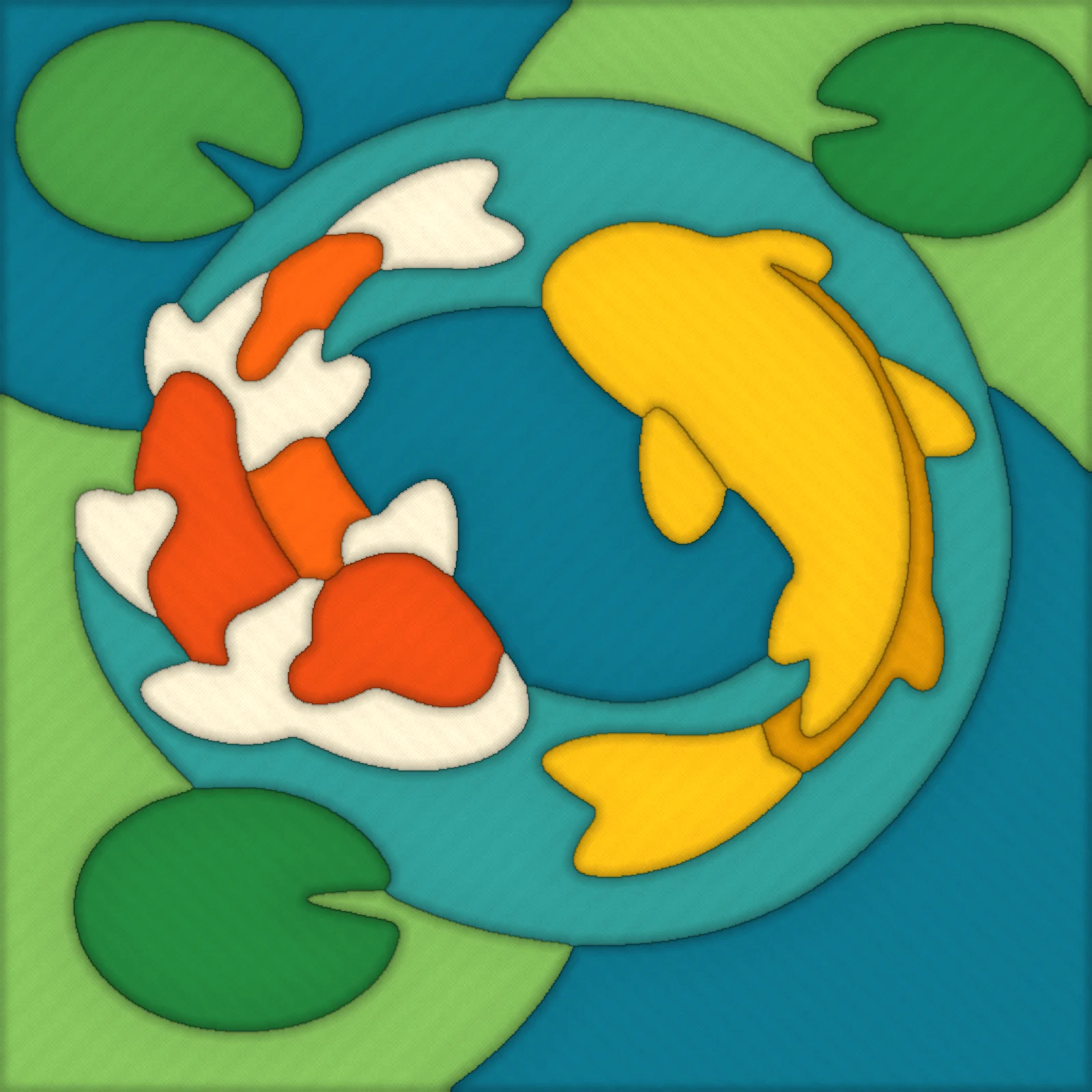 Two Koi in a Pond: finished kinusaiga piece