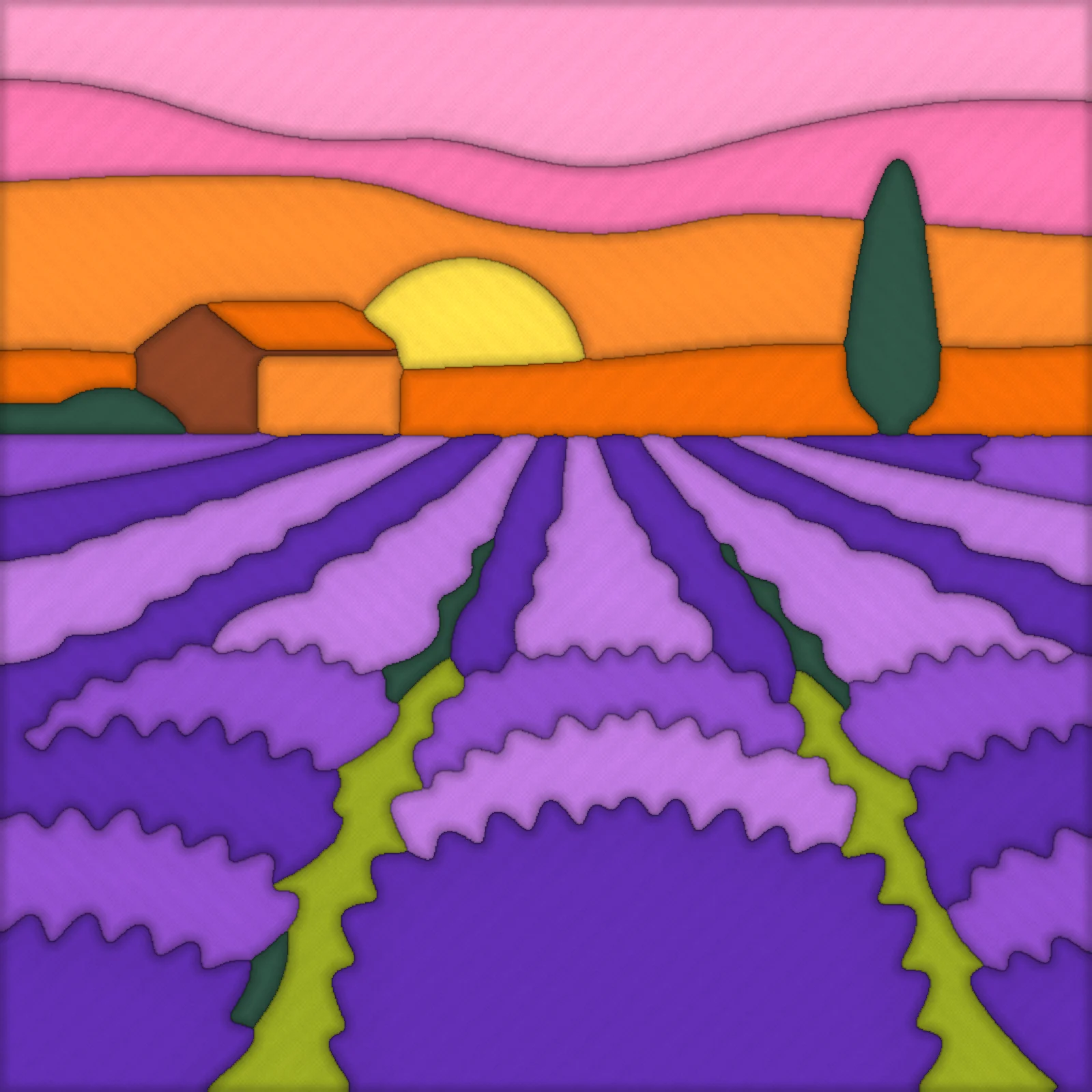 Lavender Field: finished kinusaiga piece
