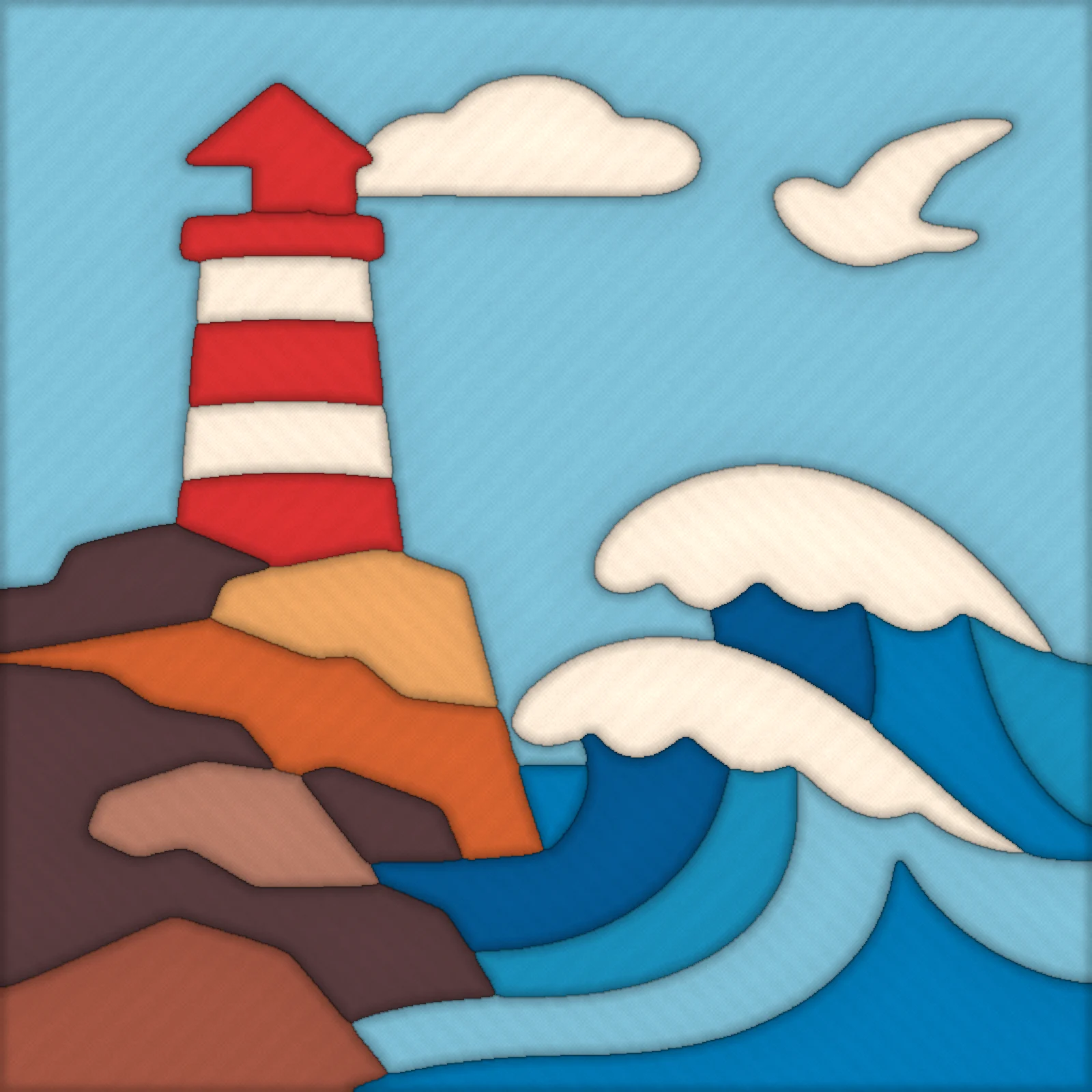 Lighthouse by the Sea: finished kinusaiga piece