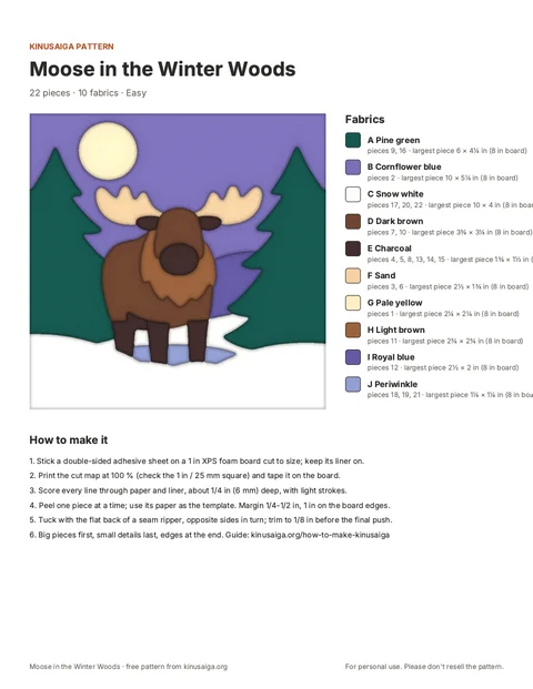 PDF page: Cover + fabric list
