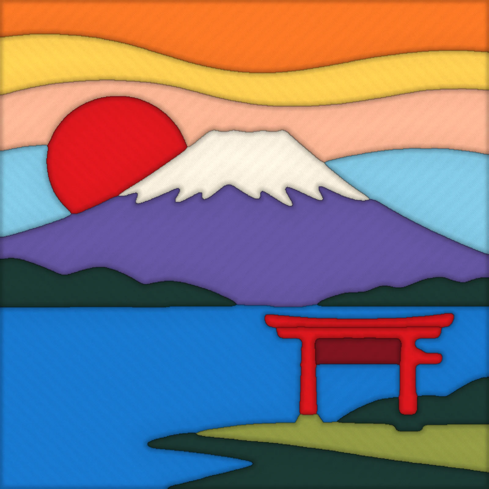 Mount Fuji at Sunrise: finished kinusaiga piece