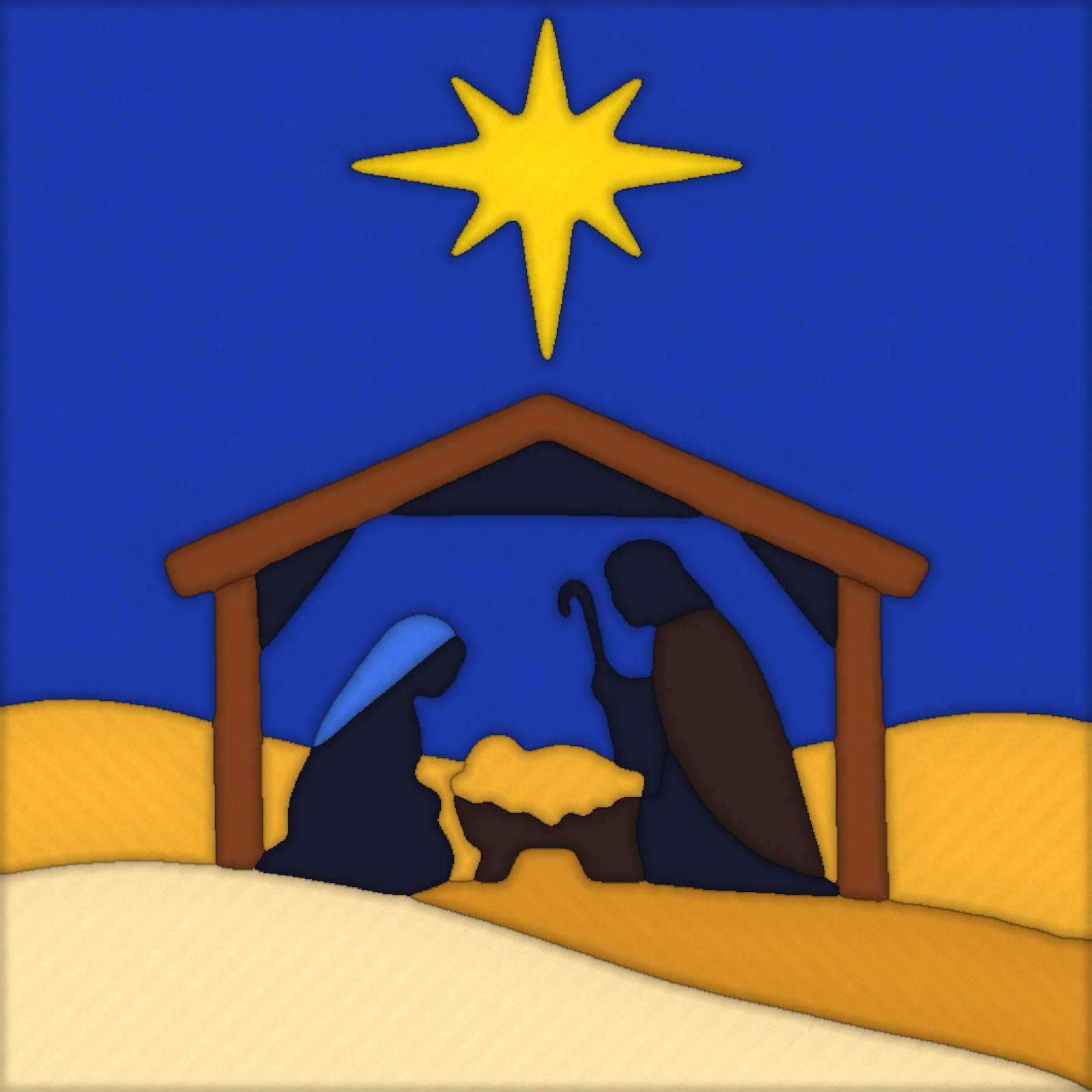 Nativity Under the Star: the pattern made in fabric, close-up