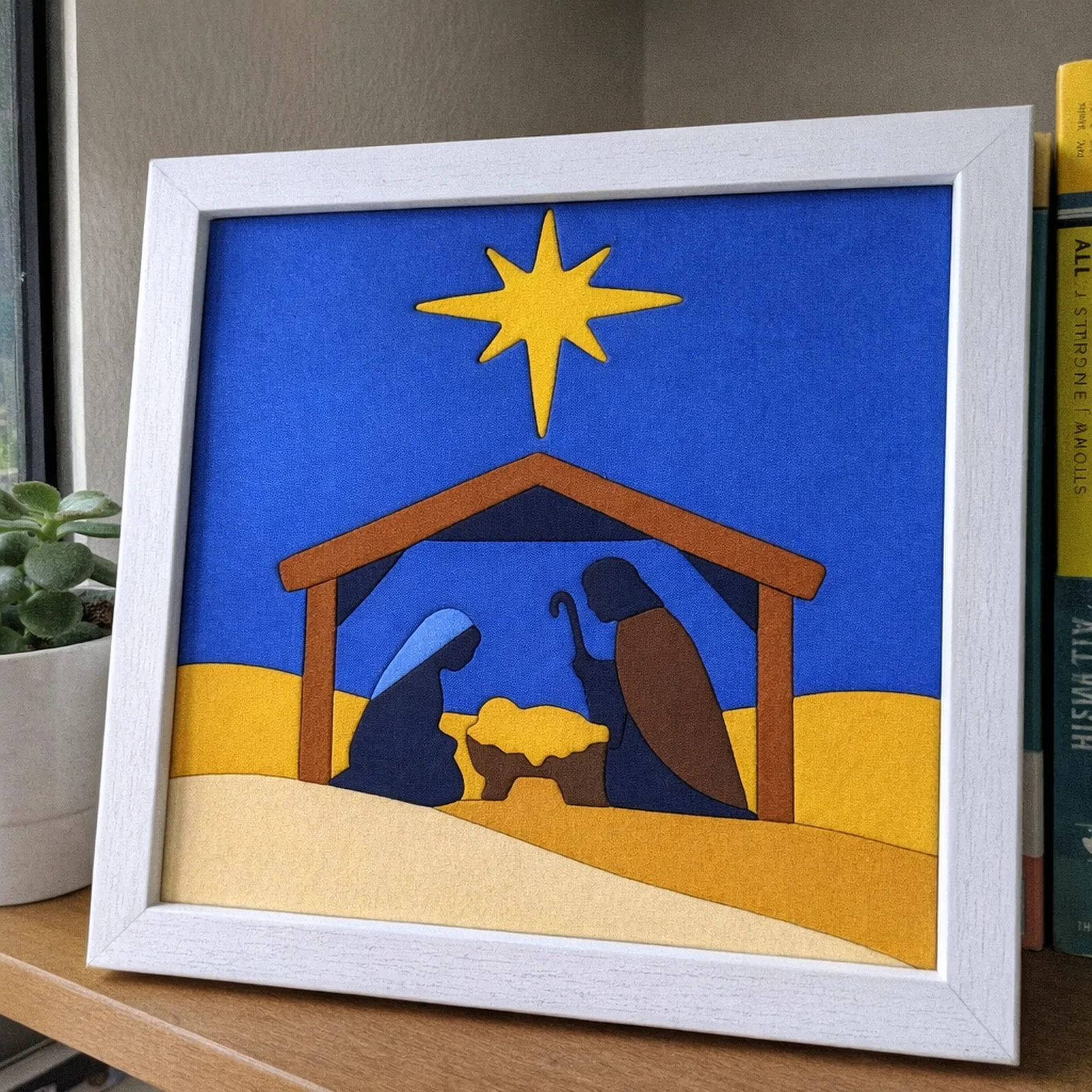 Nativity Under the Star kinusaiga in a frame