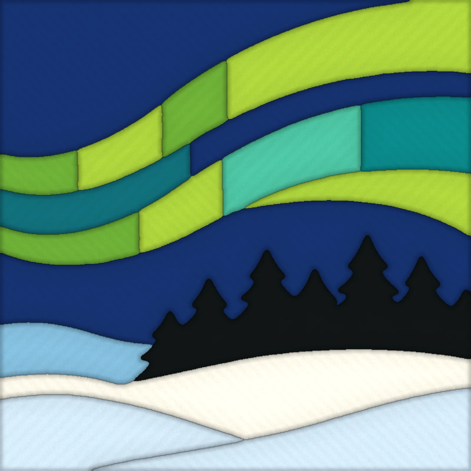 Northern Lights over the Forest: finished kinusaiga piece
