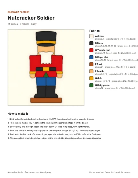 PDF page: Cover + fabric list