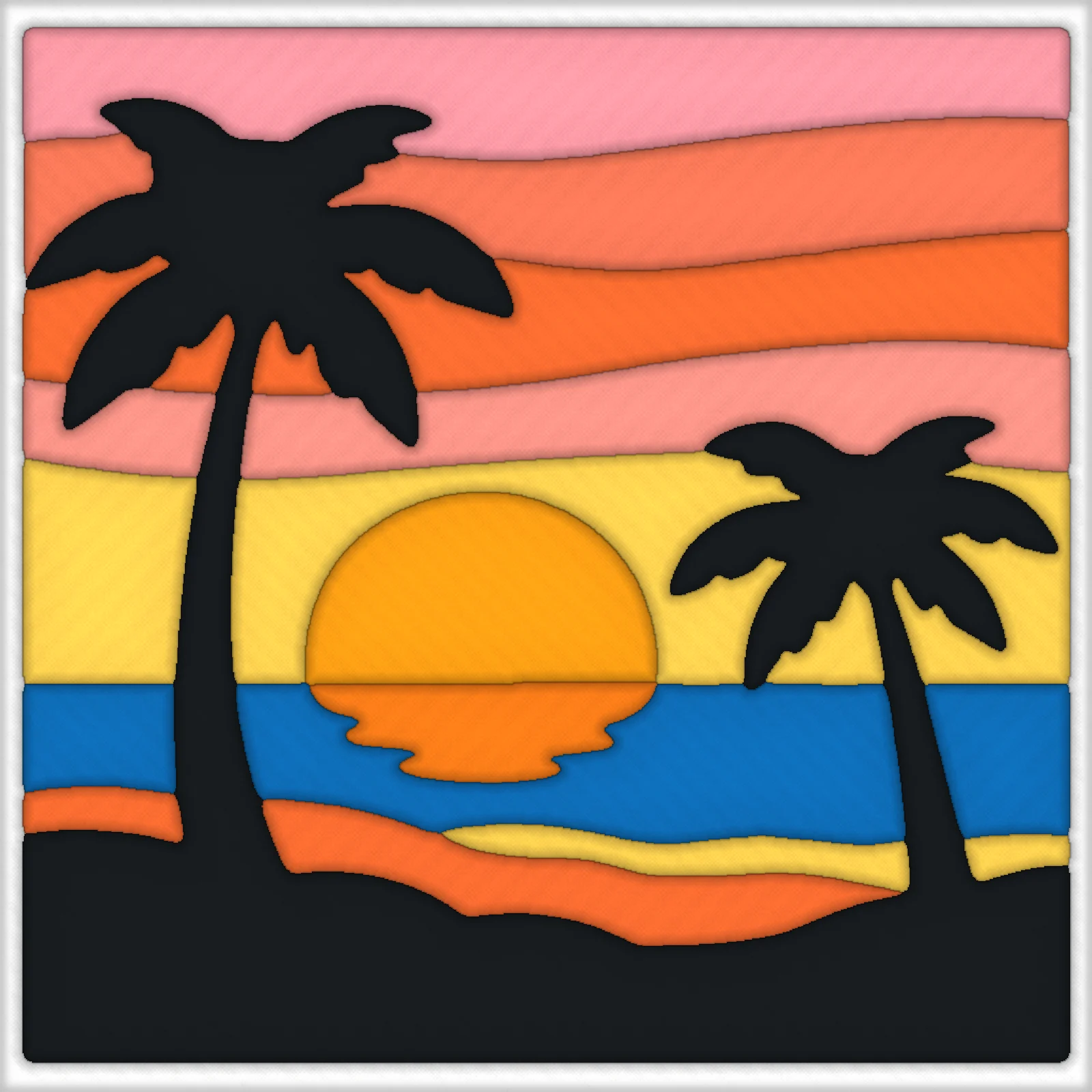 Palm Beach Sunset: finished kinusaiga piece