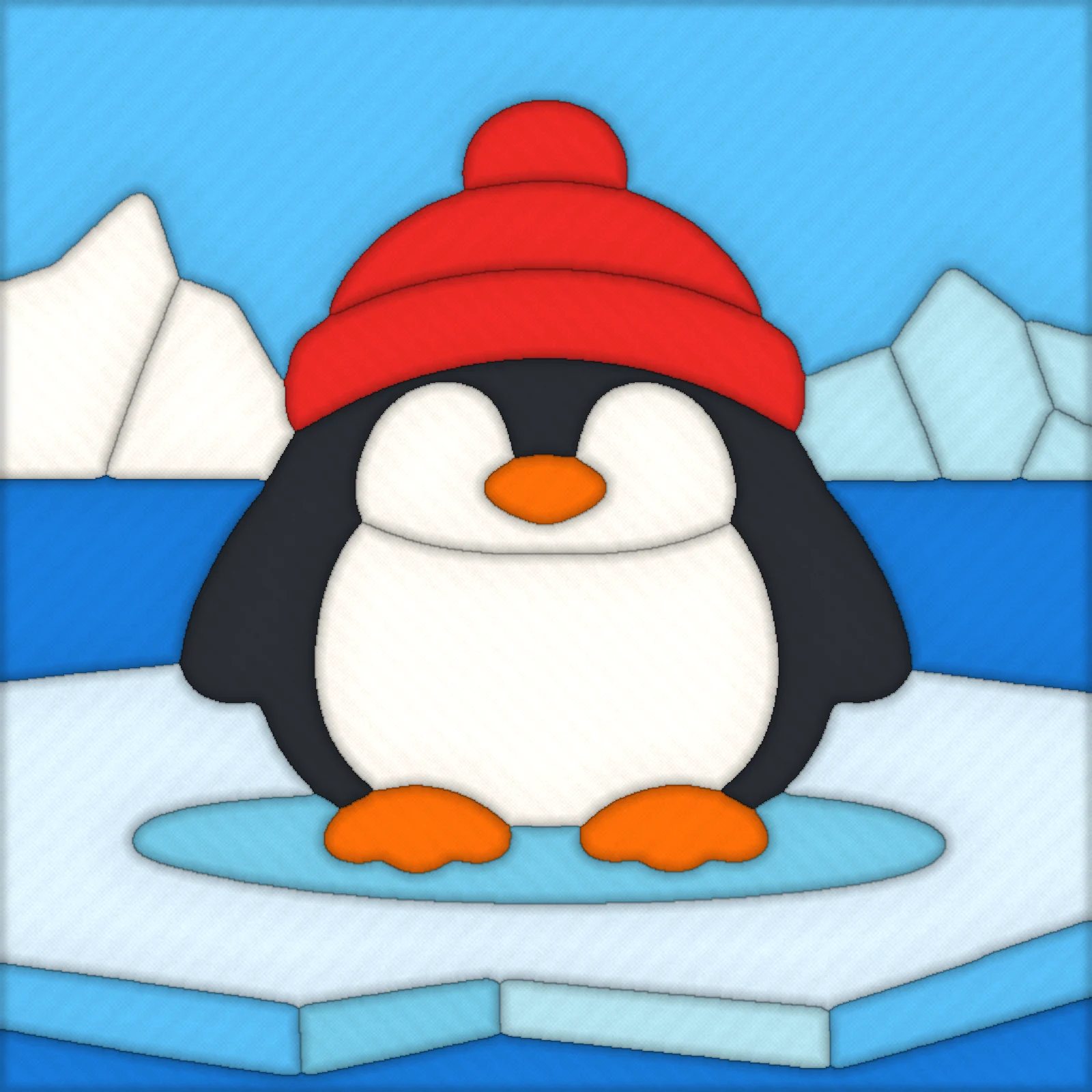 Penguin with a Hat: finished kinusaiga piece