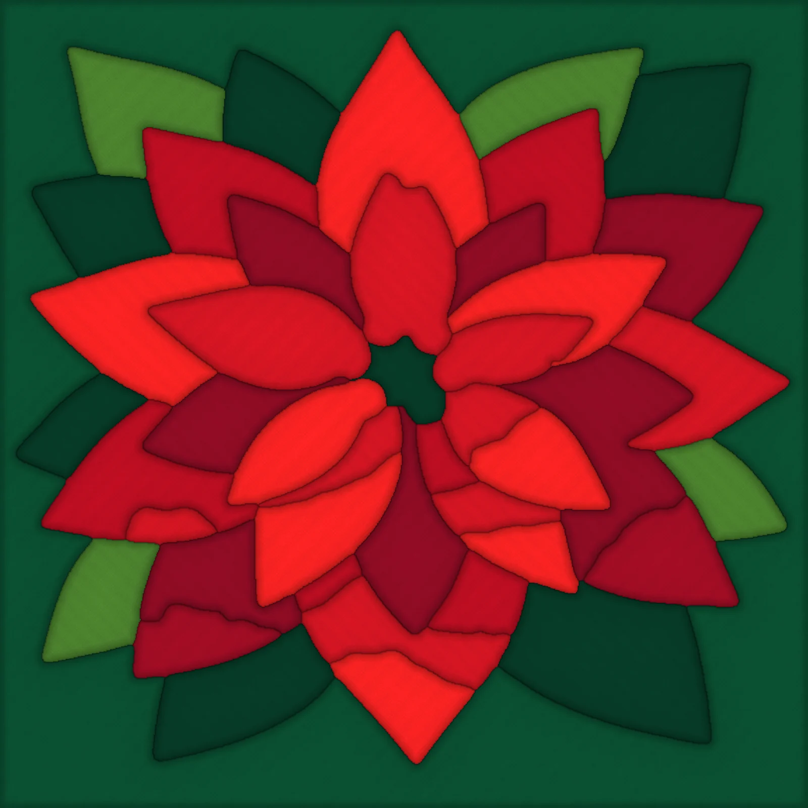 Poinsettia Flower: finished kinusaiga piece