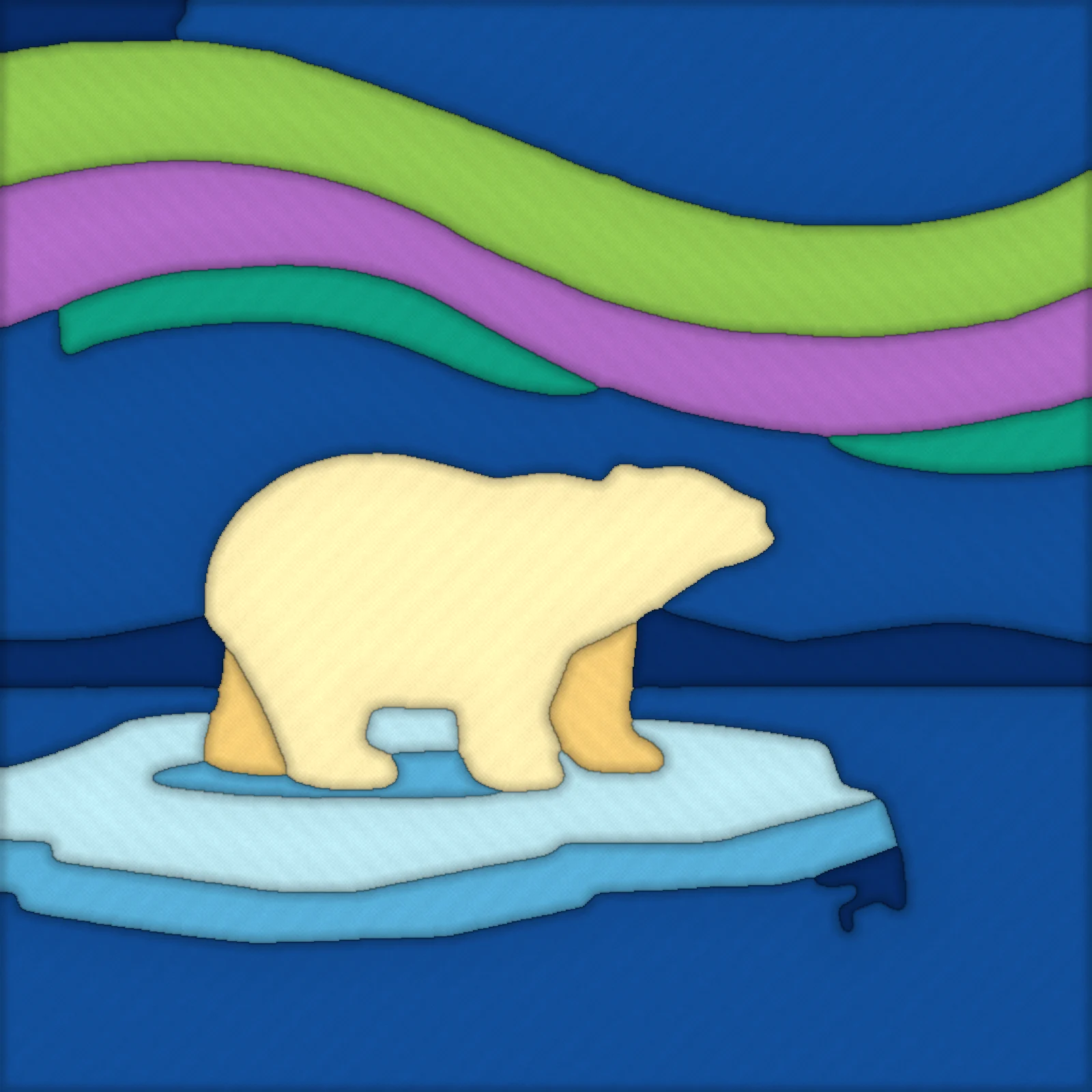 Polar Bear and Northern Lights: finished kinusaiga piece