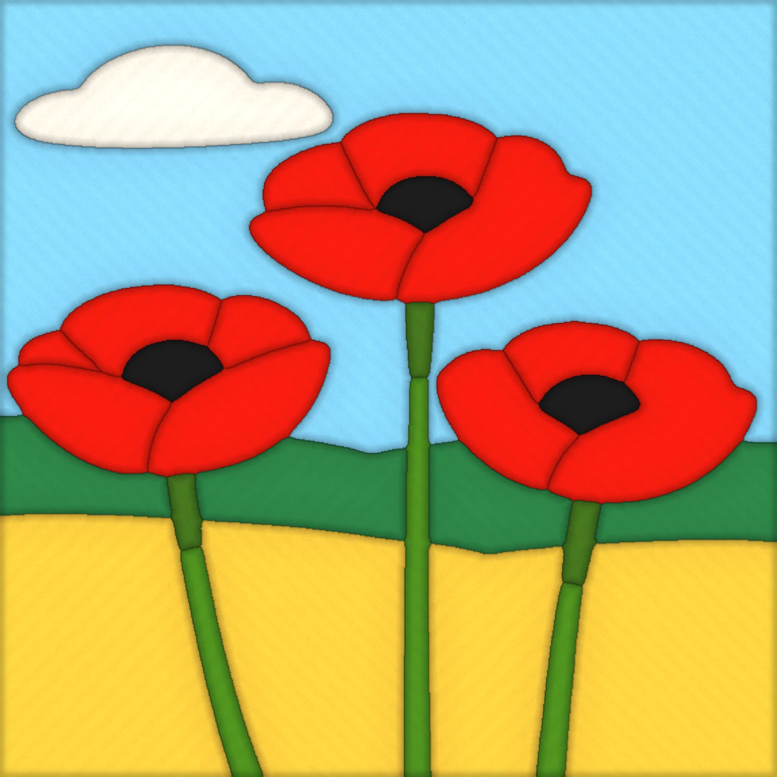Red Poppies: finished kinusaiga piece