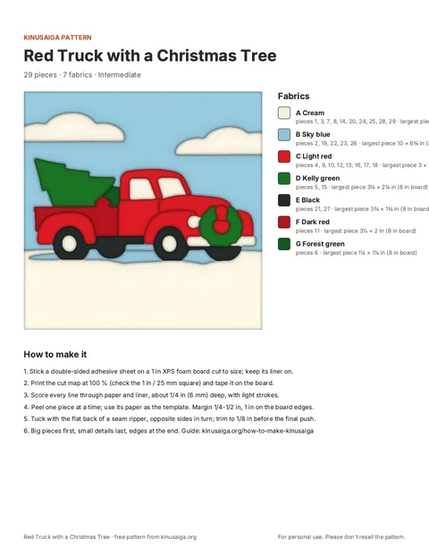 PDF page: Cover + fabric list