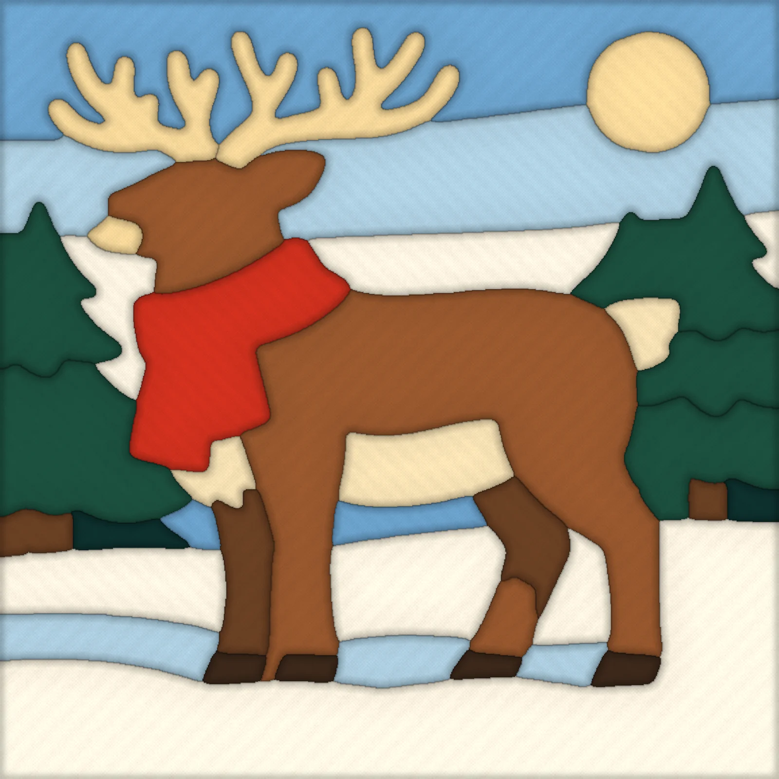 Reindeer in the Snow: finished kinusaiga piece