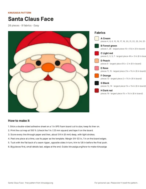 PDF page: Cover + fabric list