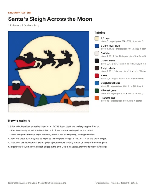 PDF page: Cover + fabric list