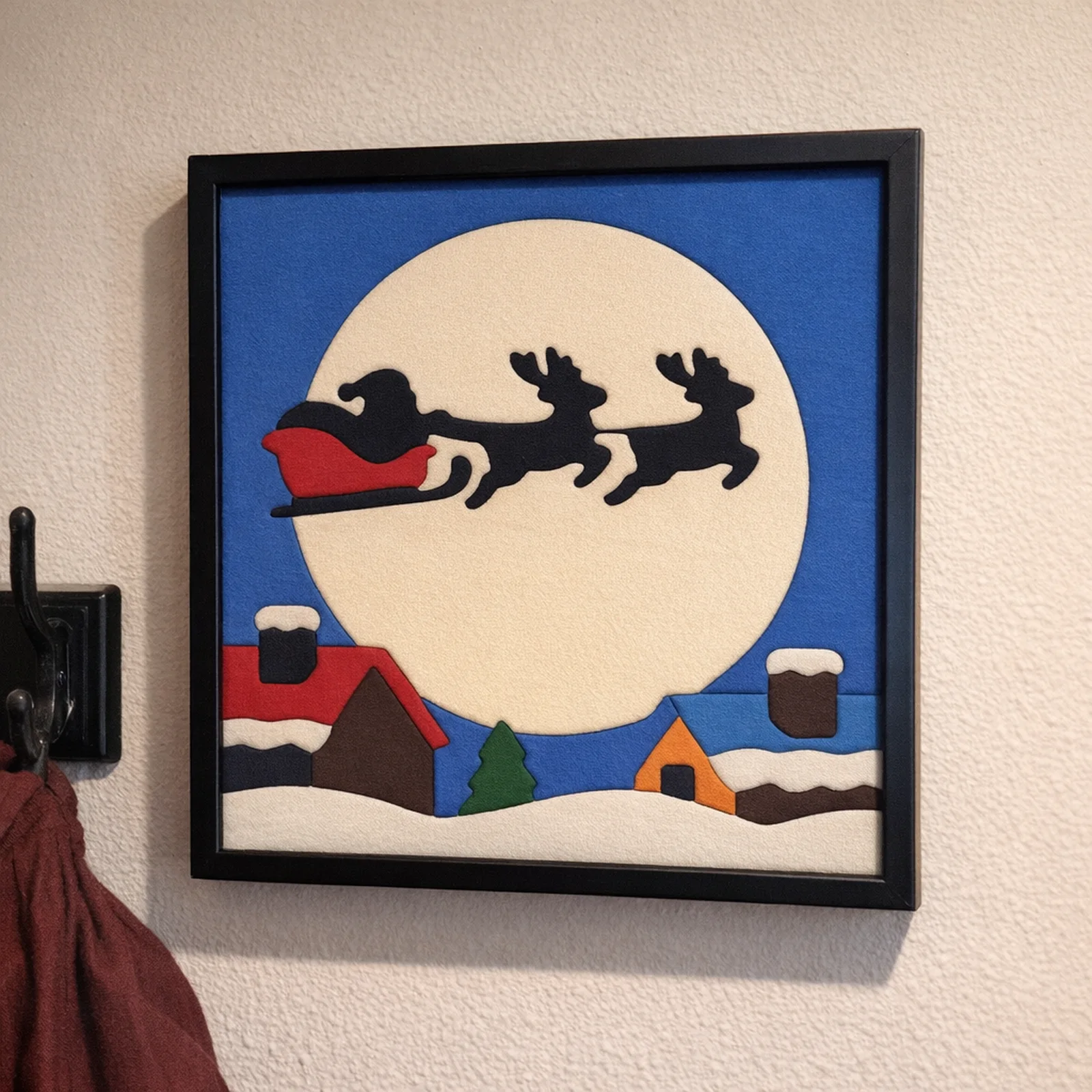 Santa's Sleigh Across the Moon kinusaiga in a frame