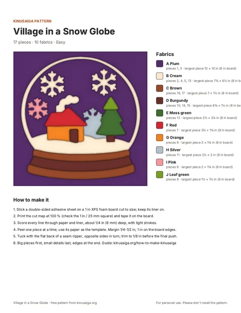 PDF page: Cover + fabric list