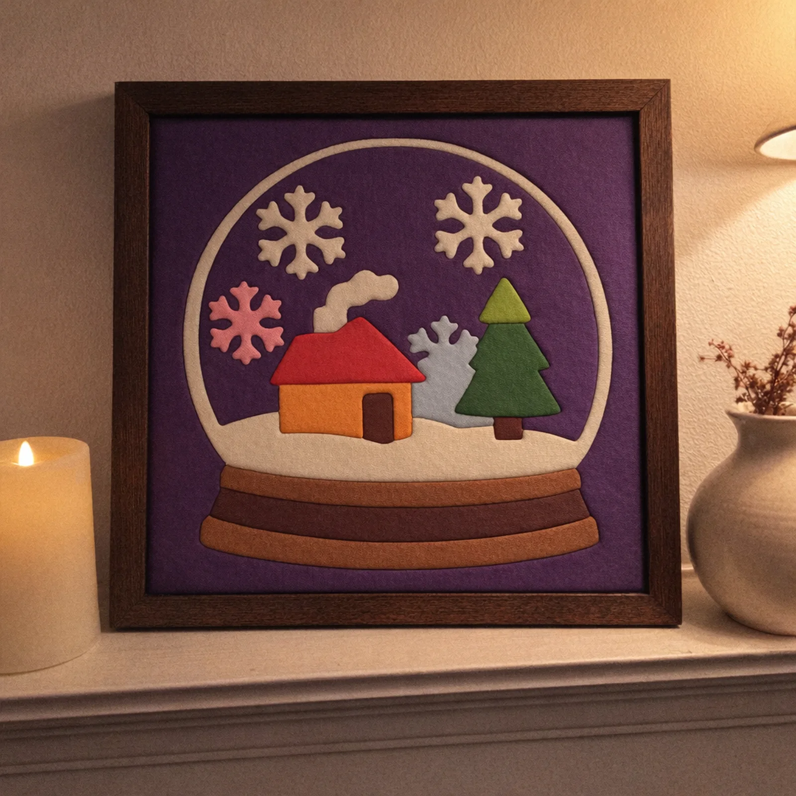 Village in a Snow Globe kinusaiga in a frame