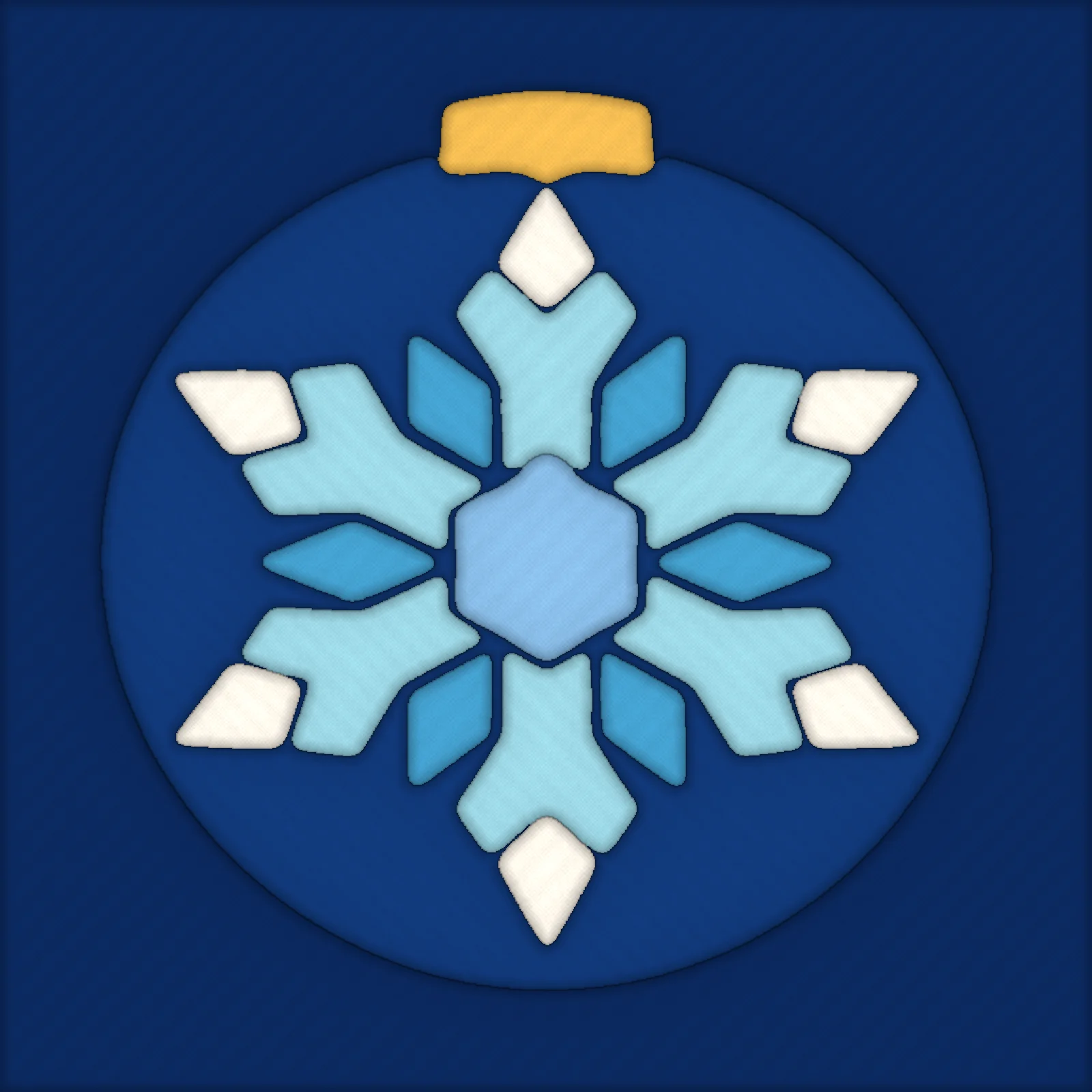Snowflake Ornament: the pattern made in fabric, close-up