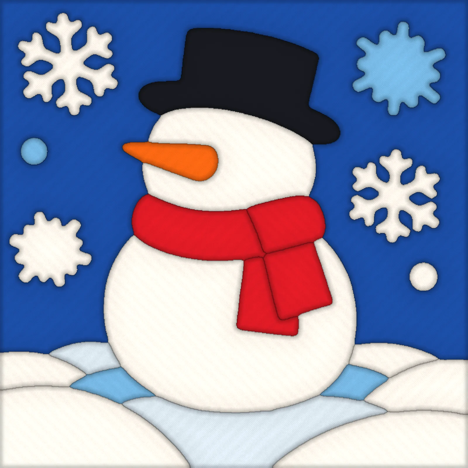 Snowman with Scarf: finished kinusaiga piece