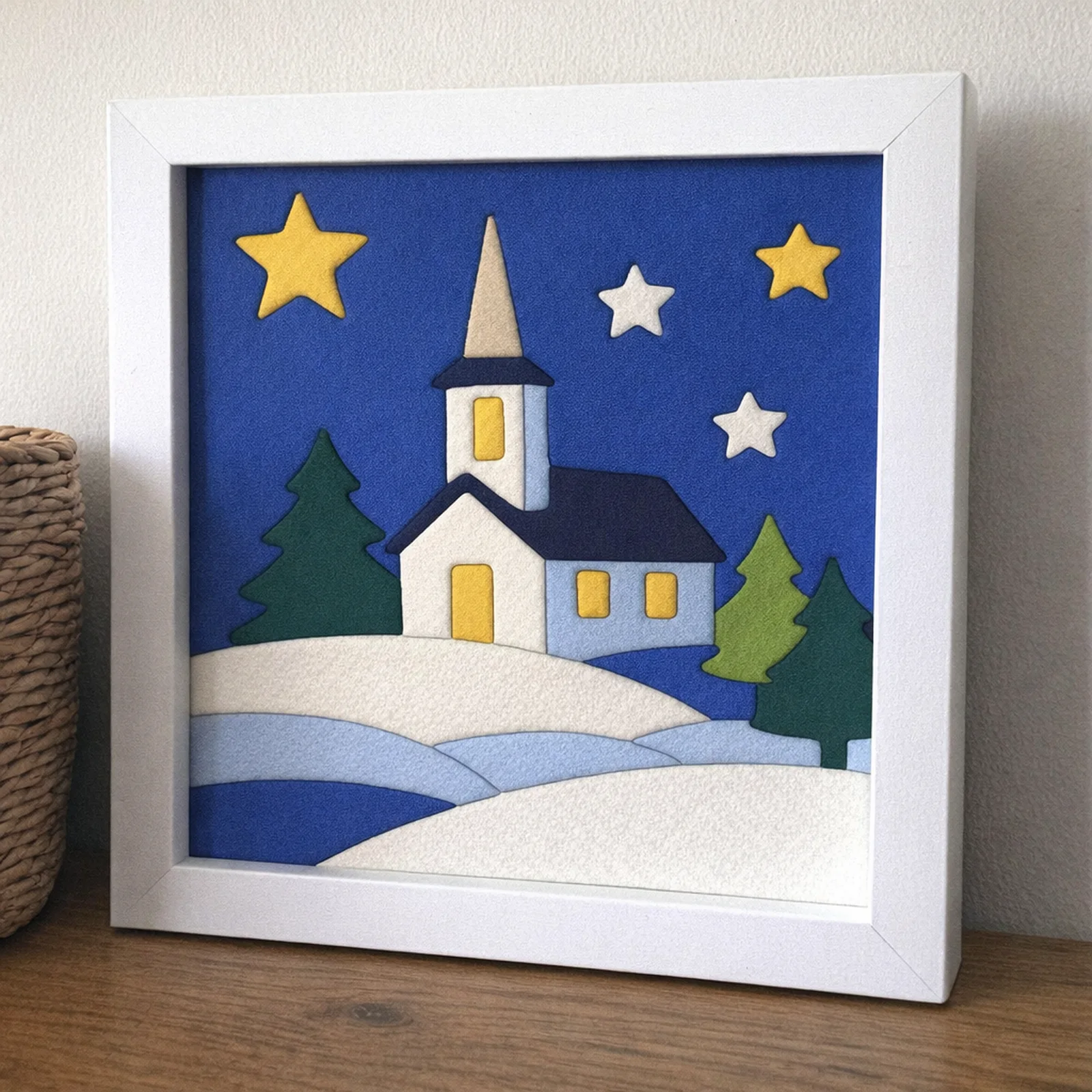 Little Church in the Snow kinusaiga in a frame