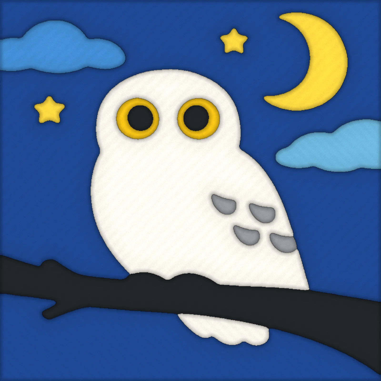 Snowy Owl on a Branch: finished kinusaiga piece