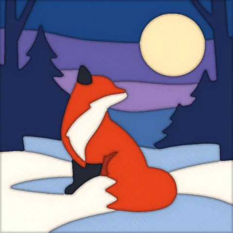 Winter Fox Under the Moon kinusaiga pattern