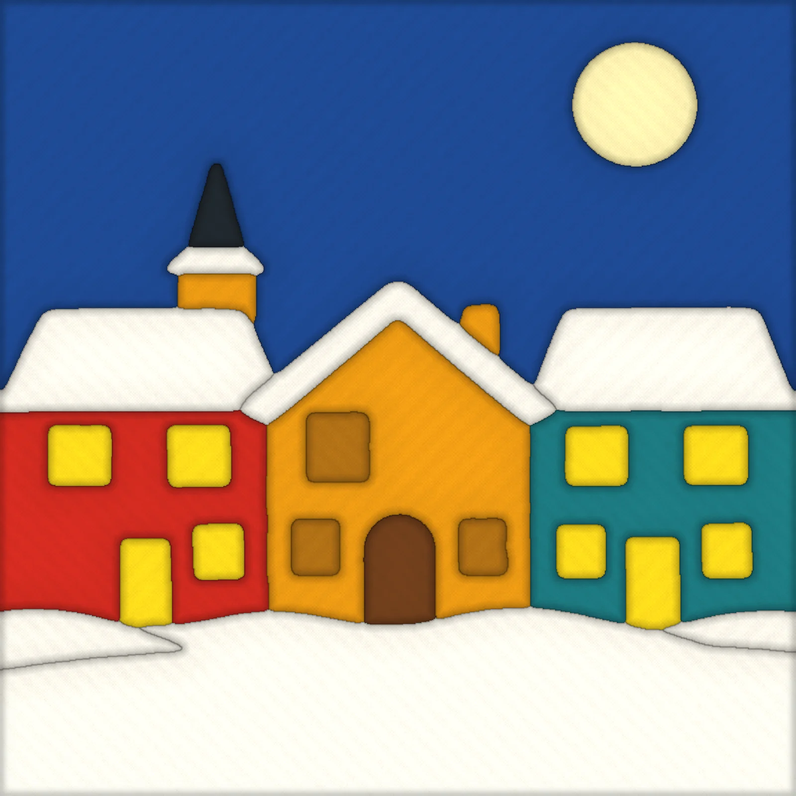Winter Village at Night: finished kinusaiga piece